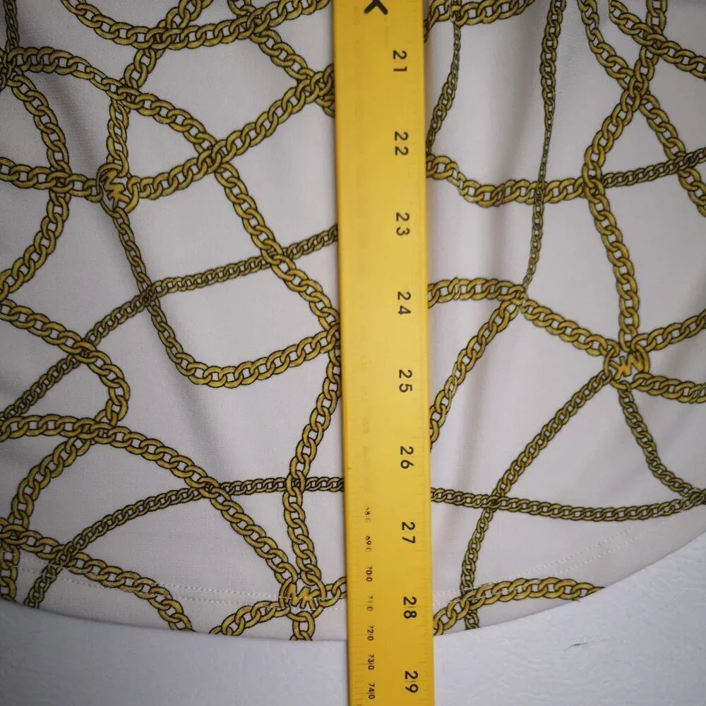 Michael Michael Kors Ladies Size XL Off White & Gold Chain Pattern Top - Picture 13 of 13